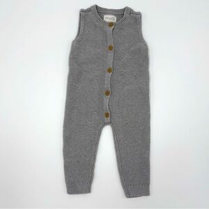 Little Planet by Carter’s Cotton Sleeveless Button Up Knit Romper Gray Size 12mo